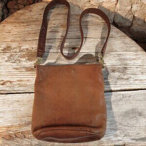 Vintage Libaire Brown Pebbled Leather Crossbody Purse